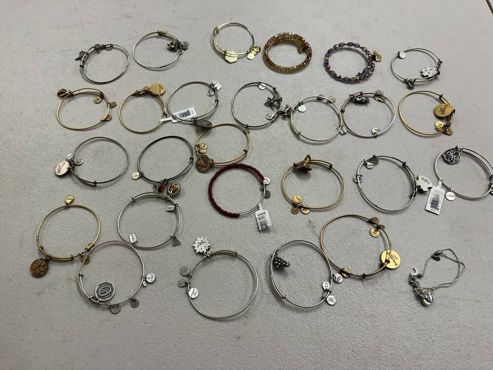 Lot of 25 Alex and Ani Expandable Bangle Charm Bracelets Gold Silver Mixed